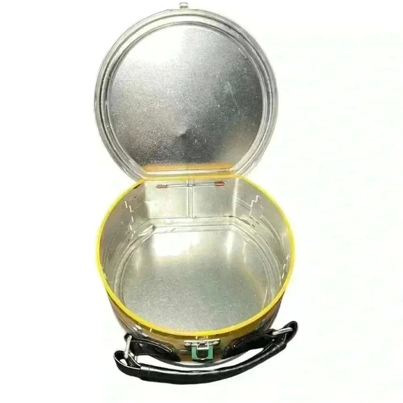 Vintage Looney Tunes Classic Tweety Drum Tin Tote Leather Handle & Latch Closure - Picture 4 of 7